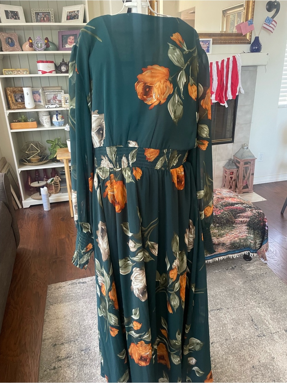Baltic Born Teal Floral Maxi Dress with Orange Accents - Picture 2 of 8